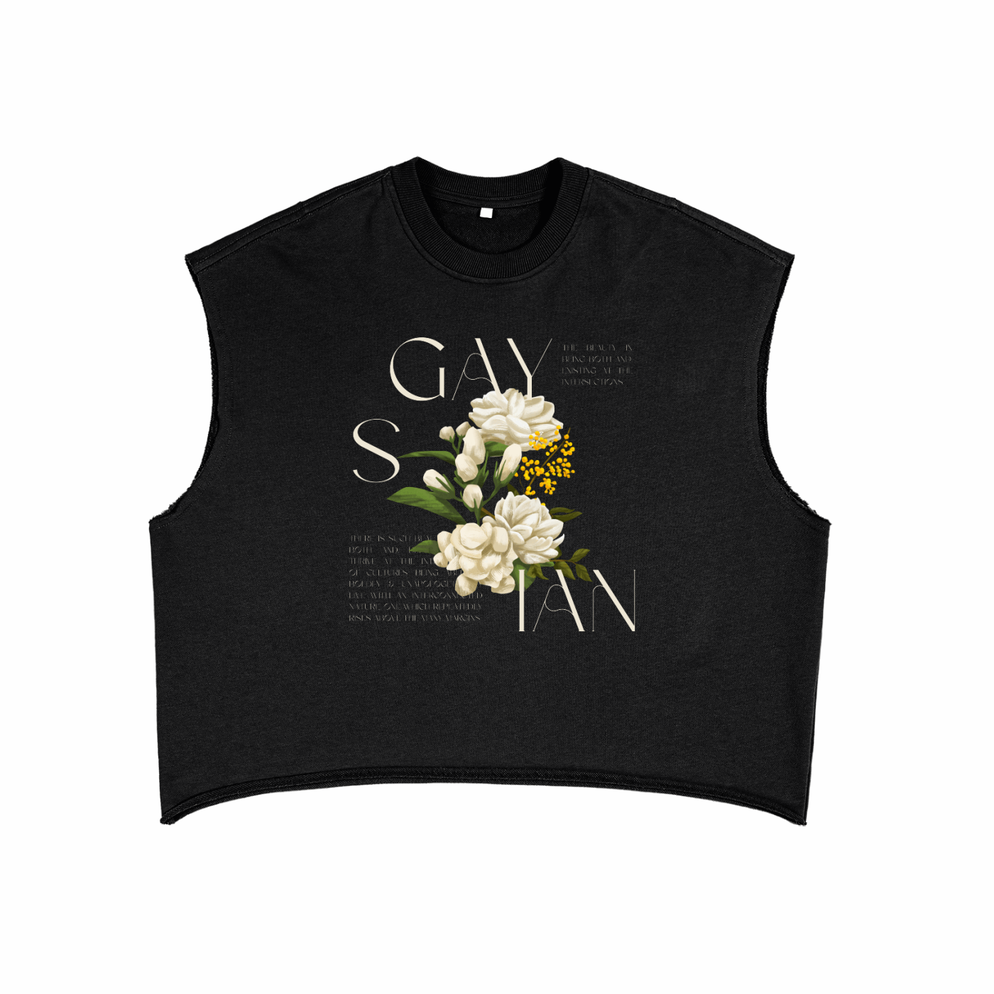 Gaysian Pride Tank Vintage Flowers on Black French Terry Boxy Tank Top French Terry Boxy Tank Top