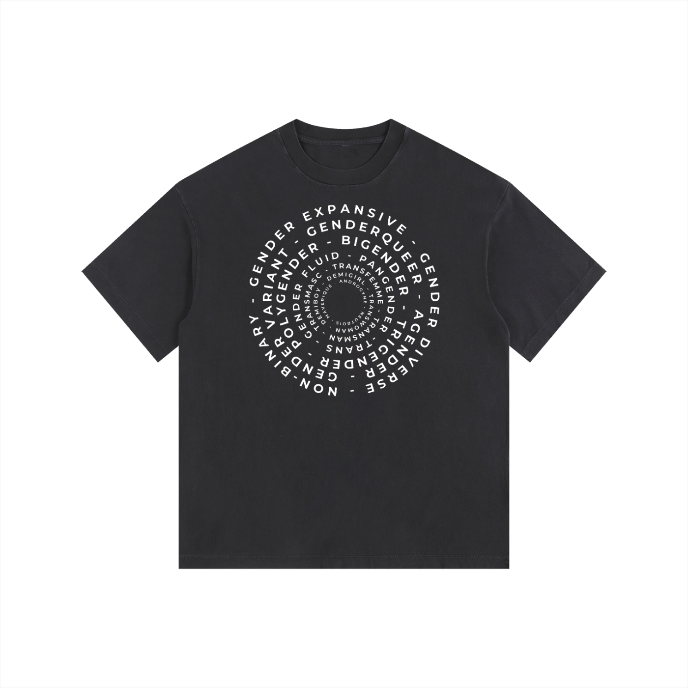 Gender Identity Word Art Size Inclusive Vintage Washed Oversize Tee Vintage Wash Oversize Tee