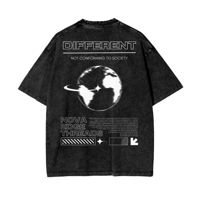 Different & Not Conforming to Society Graphic Tee Acid Wash Oversize Tee Acid Wash Oversize T-Shirt