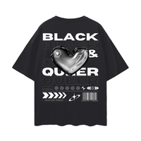 Black Queer Pride Shirt Chrome Heart Street Inspired Oversize Deep Drop Shoulder Tee Oversize Deep Drop Shoulder Tee - 190 GSM