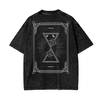 Tarot Card Inspired Design Graphic Tee on Black Acid Wash Oversize T-Shirt Acid Wash Oversize T-Shirt