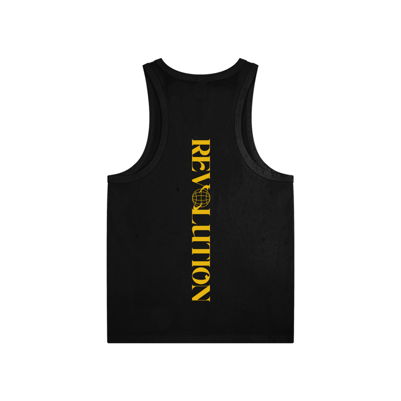 Black & Yellow Global Revolution Black Essential Performance Tank Top High Performance Tank Top