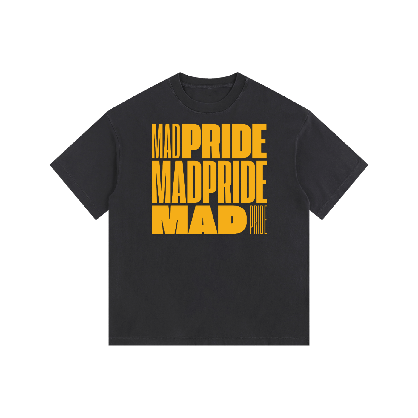Mad Pride Disability Pride Black & Yellow Size Inclusive Vintage Washed Oversize Tee Vintage Wash Oversize Tee