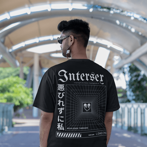 Unapologetically Intersex Japanese Streetwear Style on back of Black Oversize Deep Drop Shoulder Tee Oversize Deep Drop Shoulder Tee - 190 GSM