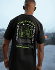 Dismantle the System Graphic Tee Neon Green on back of Black Size Inclusive Oversize Tee Size Inclusive Oversize Tee