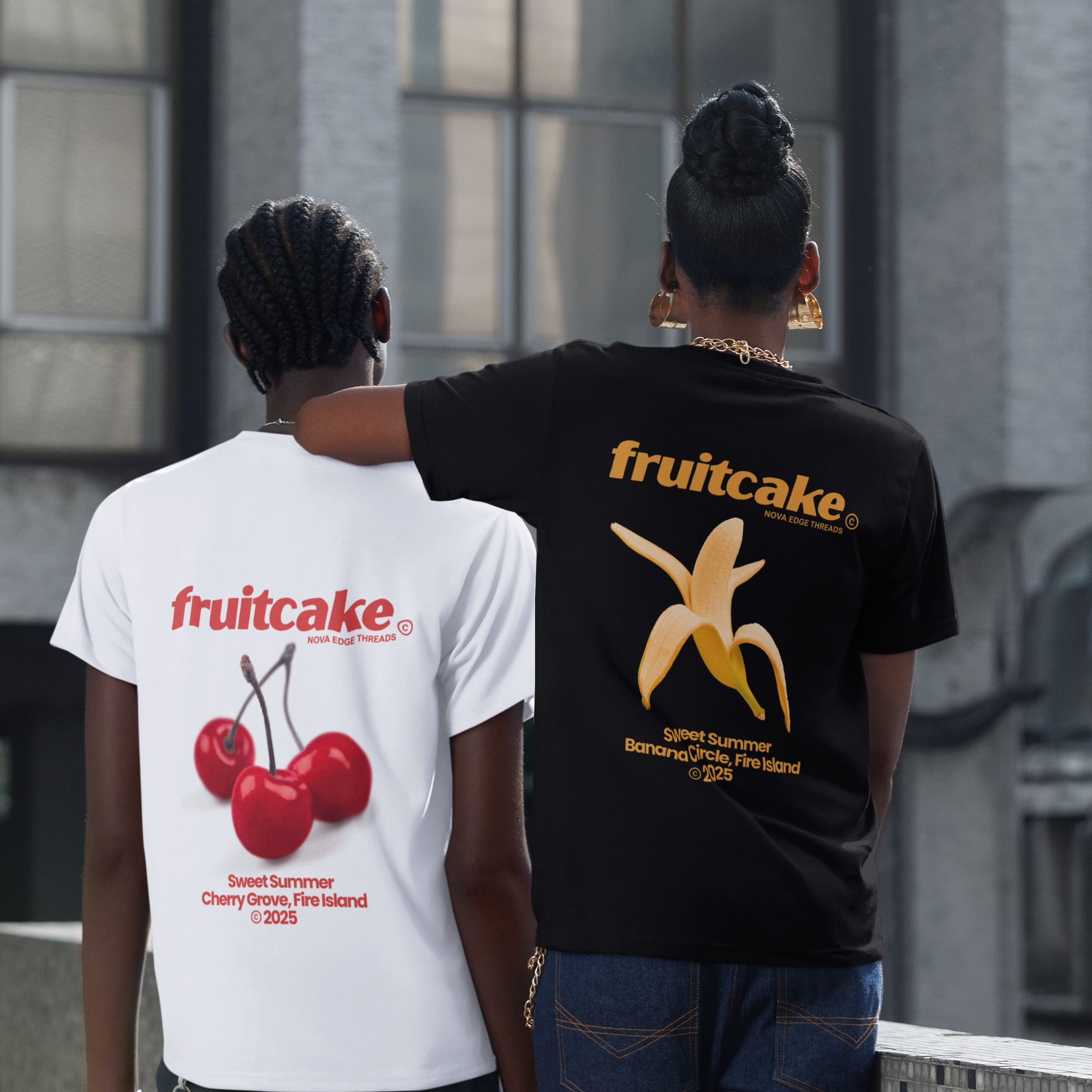 Fruitcake T-Shirt Red Cherry on back of Gay Pride Oversize Tee Oversize Deep Drop Shoulder Tee - 190 GSM