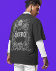 Homo Gothic Design Memento Mori Gay Pride on Black Gray Vintage Wash Frayed T-Shirt - 260 GSM