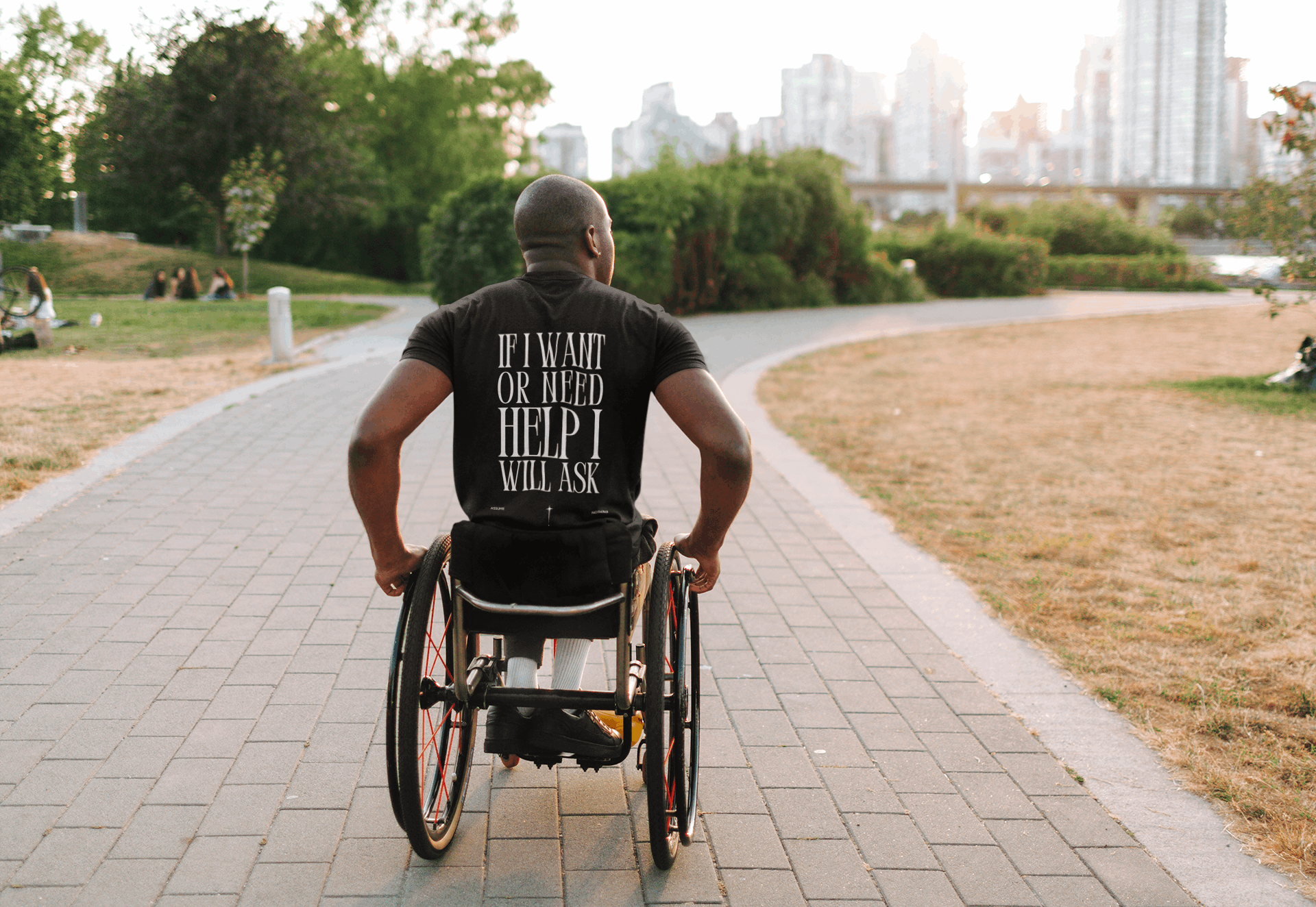 Disability Pride If I want or need help I will ask on back of Oversize Deep Drop Shoulder Tee Oversize Deep Drop Shoulder Tee - 190 GSM