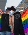 What's your sign? Queer Flirting Back Celestial Design LGBTQIA+ Pride Black Relaxed Fit Tank Top Relaxed Fit Sleeveless Tank Top