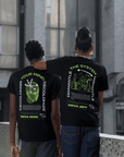 Dismantle the System Graphic Tee Neon Green on back of Black Size Inclusive Oversize Tee Size Inclusive Oversize Tee