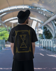 Nova Edge Threads Taro Card Inspired Celestial Design on Black Oversize Deep Drop Shoulder Tee