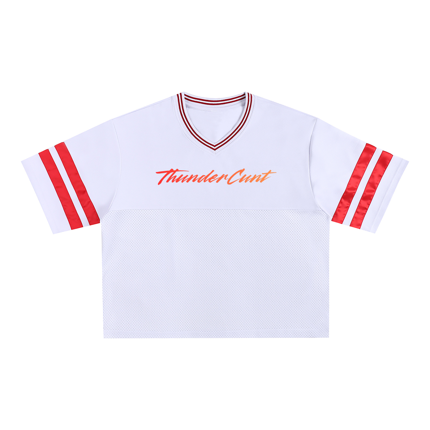 Thundercunt Fire Queer Pride White Taped Mesh Boxy T-Shirt