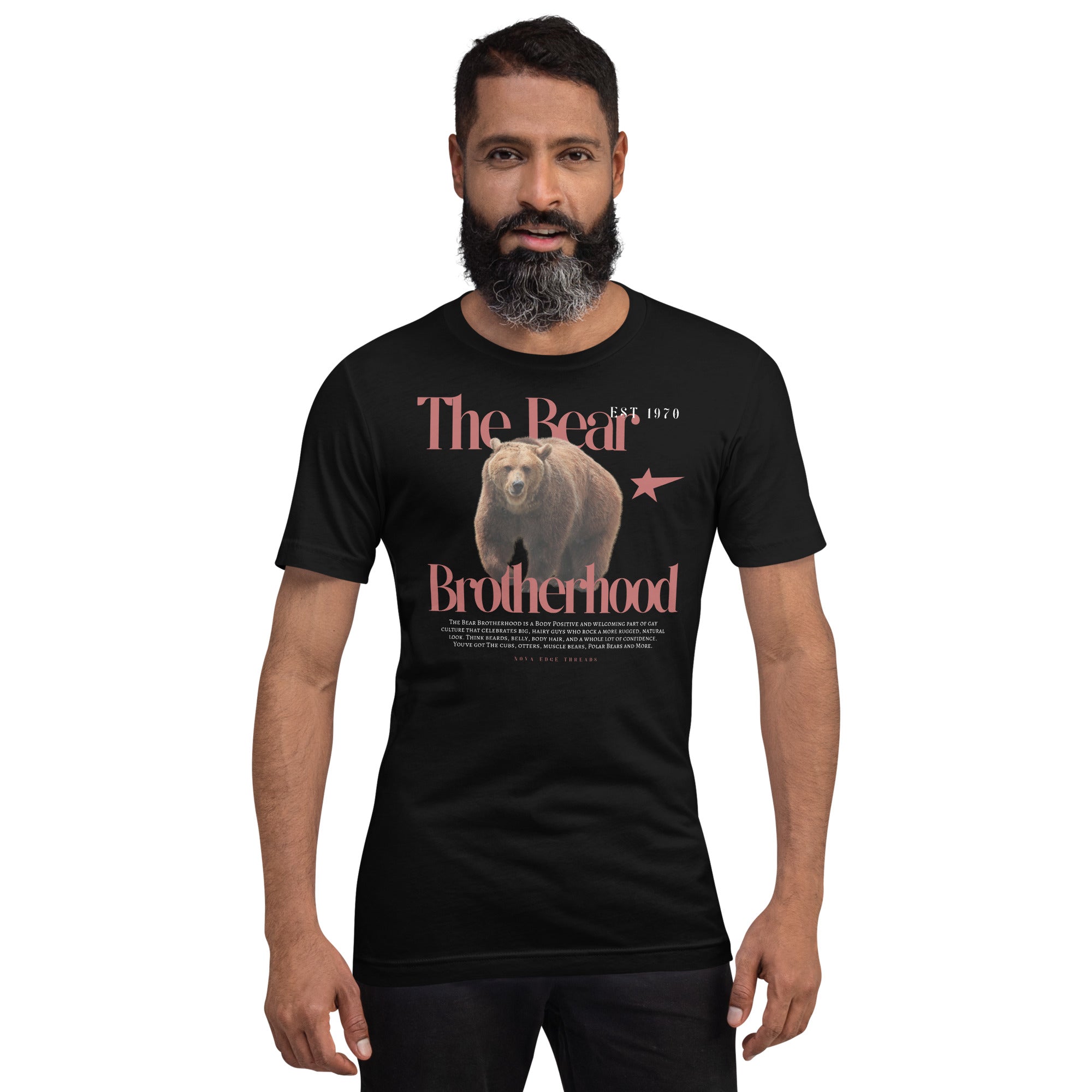 The Bear Brotherhood Gay Pride Tee Black Relaxed Fit T-shirt Relaxed Fit T-Shirt