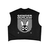 Gender Outlaw Mad Rabbit design on back of Black French Terry Boxy Tank Top French Terry Boxy Tank Top