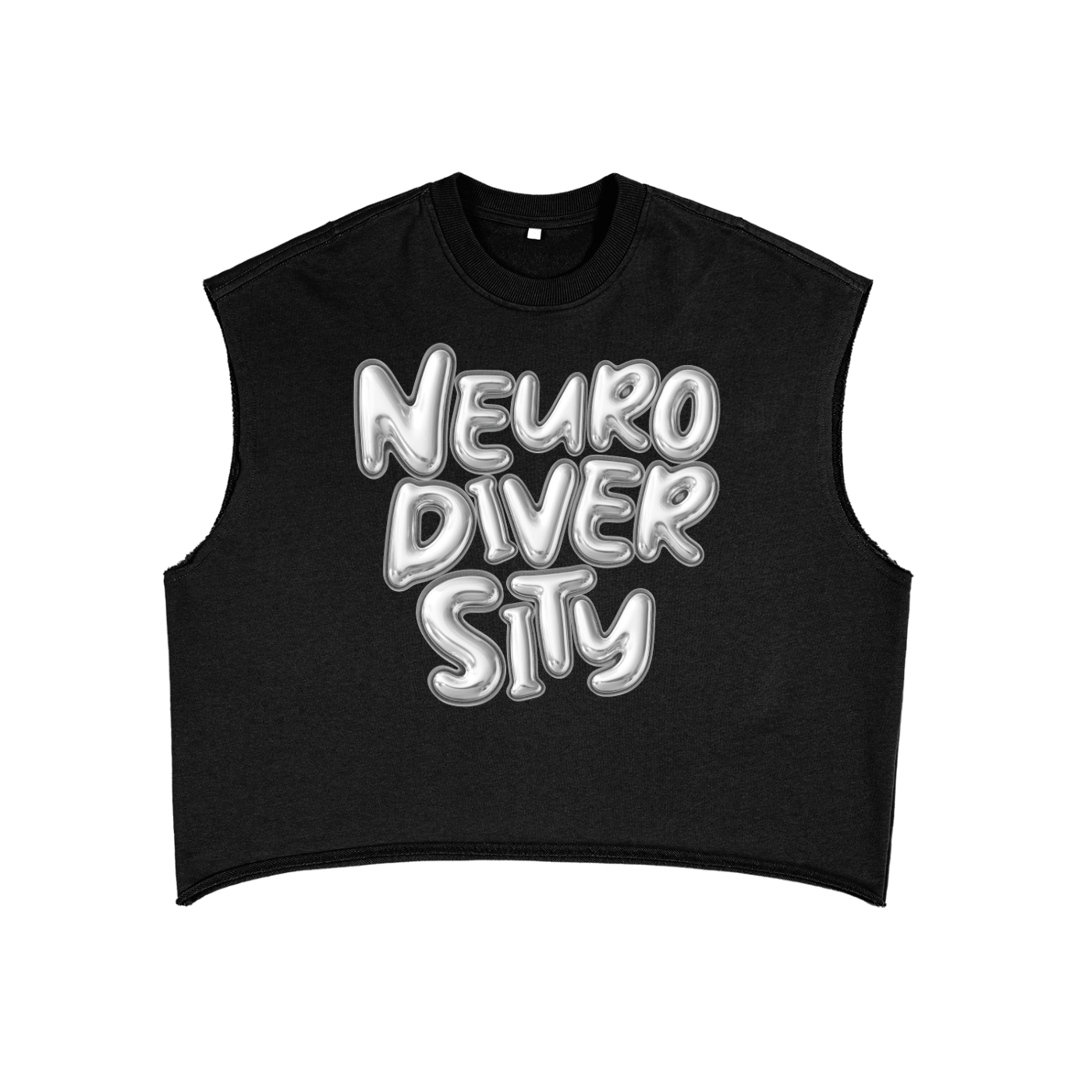 Neurodiversity Pride Tank Top Chrome Bubble Letter Graphic French Terry Boxy Tank Top French Terry Boxy Tank Top