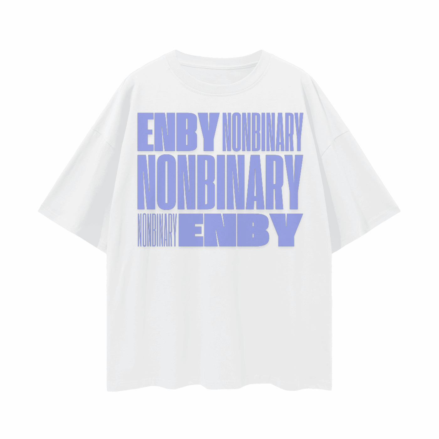 Enby Pride Shirt Lavender Text Non-Binary Graphic Tee Black or White Oversize Deep Drop Shoulder Tee - 190 GSM