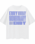 Enby Pride Shirt Lavender Text Non-Binary Graphic Tee Black or White Oversize Deep Drop Shoulder Tee - 190 GSM
