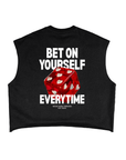 Bet on yourself everytime red heart dice by Nova Edge Threads Black French Terry Boxy Tank Top