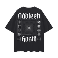 Unapologetically Nádleeh Hastii Navajo Nation Pride Black Oversize Deep Drop Shoulder Tee Oversize Deep Drop Shoulder Tee - 190 GSM