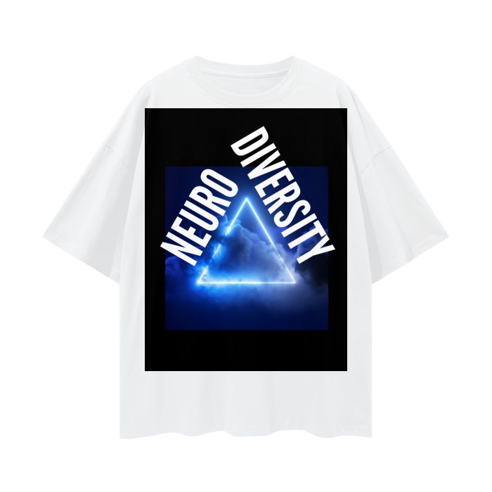 Neurodiversity Graphic Tee Disability Pride T-Shirt Neon Lights Oversize Deep Drop Shoulder Tee - 190 GSM