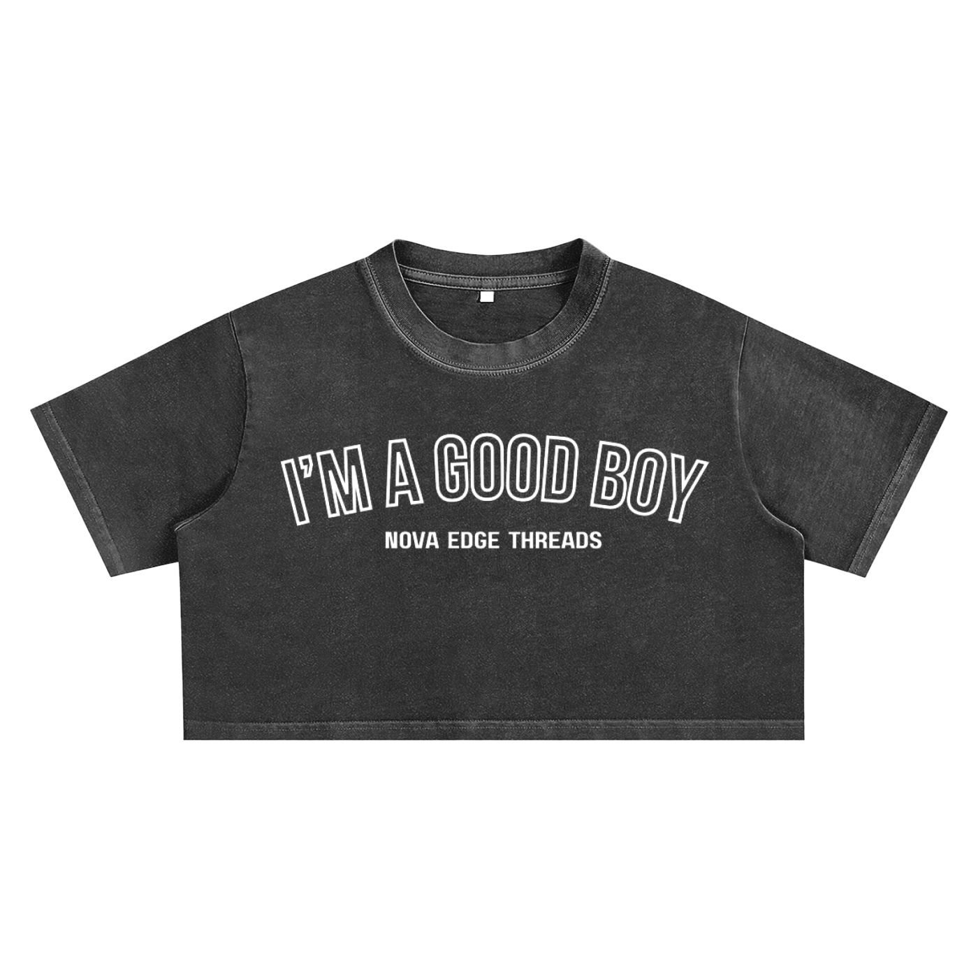 I'm a Good Boy Gay Pride Cropped Top front of Snow Washed Crop Top Snow Washed Crop Top