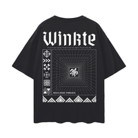 Winkte Lakota Nation Two-Spirit Pride Graphic Tee on Black Oversize Deep Drop Shoulder Tee - 190 GSM Oversize Deep Drop Shoulder Tee - 190 GSM