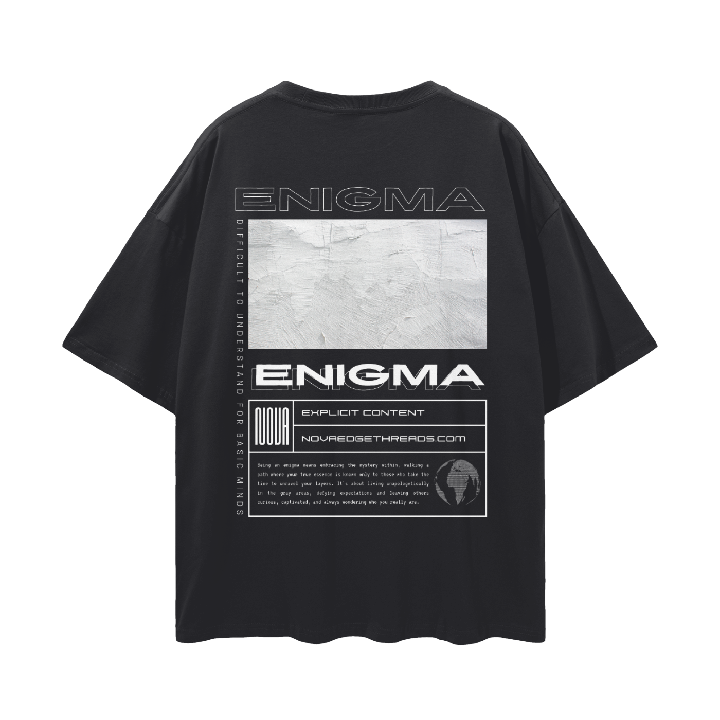 Enigma Streetwear T-Shirt Outsider Shirt Black Oversize Tee Oversize Deep Drop Shoulder Tee - 190 GSM