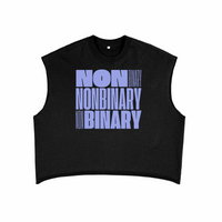Non Binary Pride Word Block Art front of Black French Terry Boxy Tank Top French Terry Boxy Tank Top