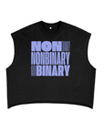 Non Binary Pride Word Block Art front of Black French Terry Boxy Tank Top French Terry Boxy Tank Top