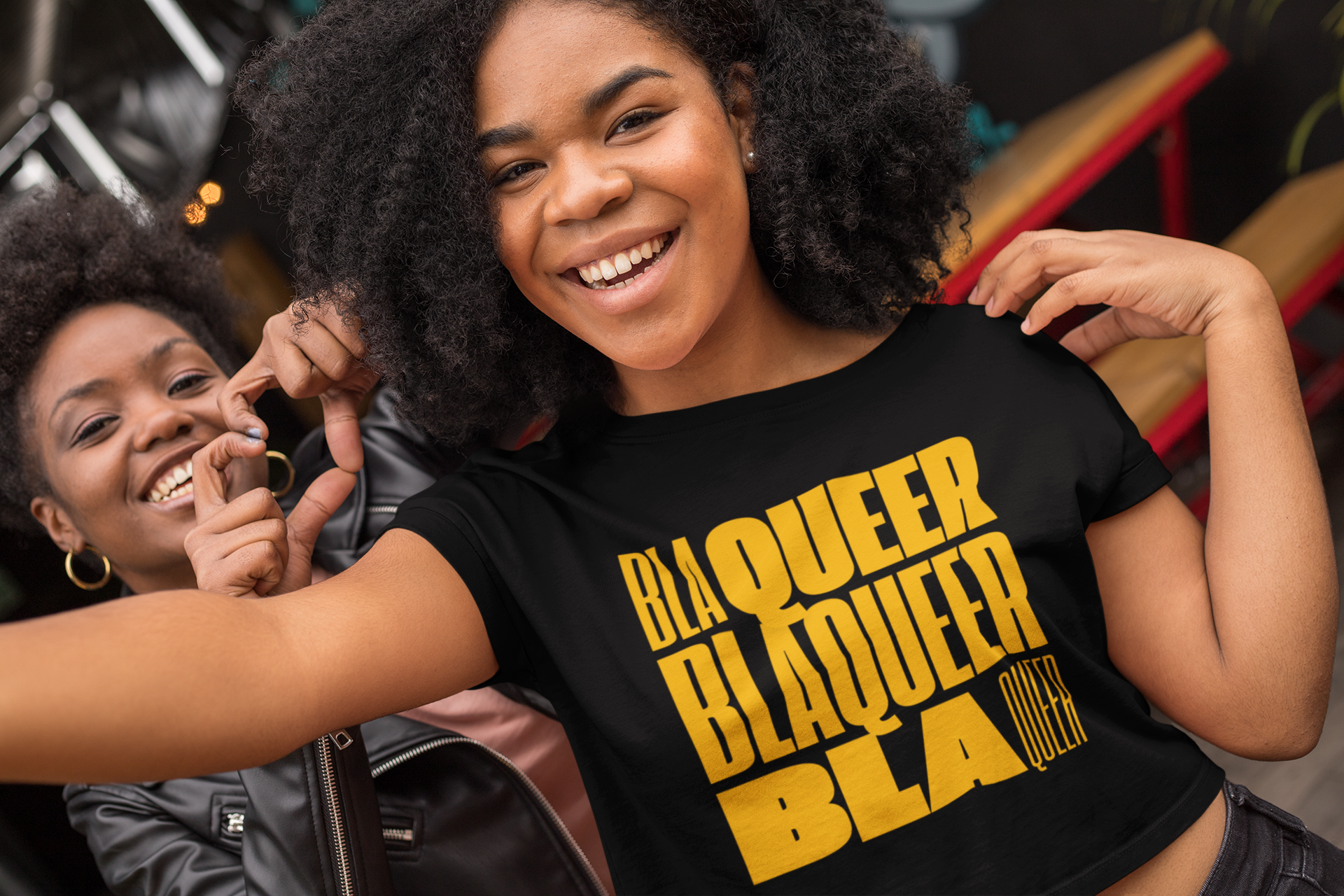 BlaQueer Word block art Design Black Baby Tee Seamless T-Shirt Baby Tee Seamless Tee