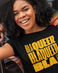 BlaQueer Word block art Design Black Baby Tee Seamless T-Shirt Baby Tee Seamless Tee