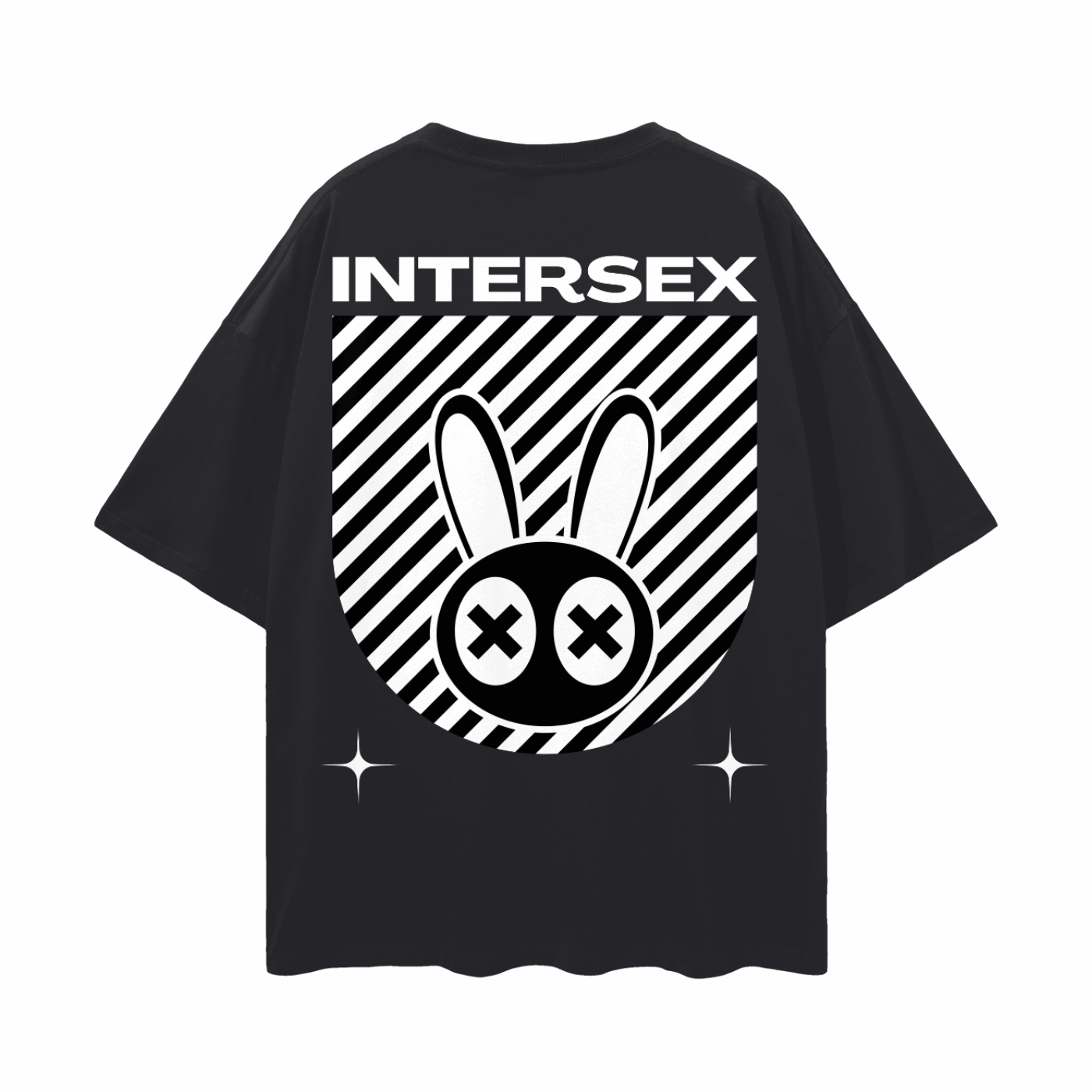 Intersex Pride Graphic T-Shirt Streetwear Style on back of Black Oversize Deep Drop Shoulder Tee