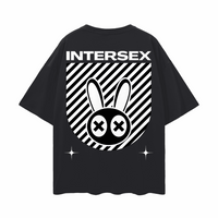 Intersex Pride Graphic T-Shirt Streetwear Style on back of Black Oversize Deep Drop Shoulder Tee Oversize Deep Drop Shoulder Tee - 190 GSM