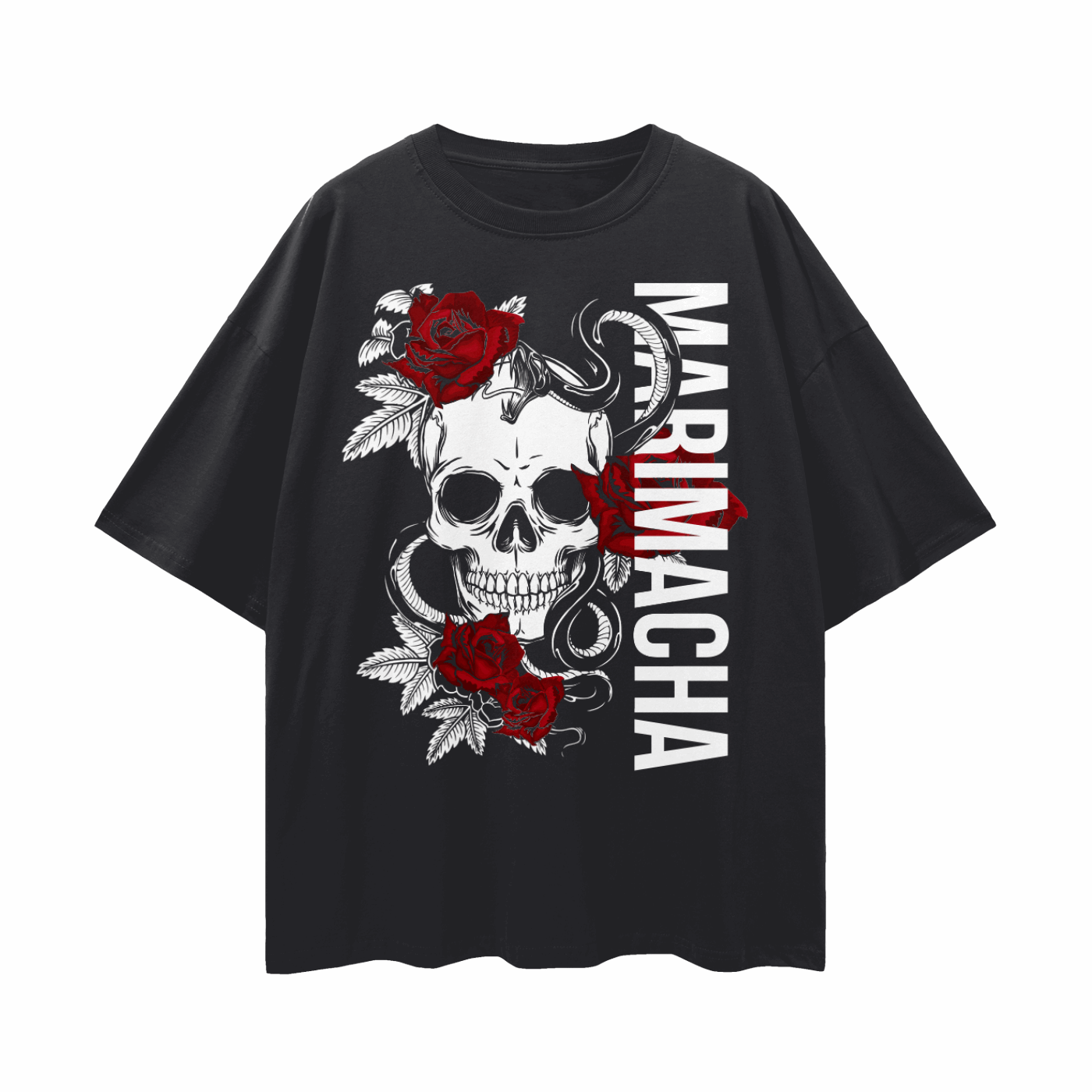 Marimacha Reclaimed Butch Lesbian Pride on front of Black Oversize Tee Oversize Deep Drop Shoulder Tee - 190 GSM