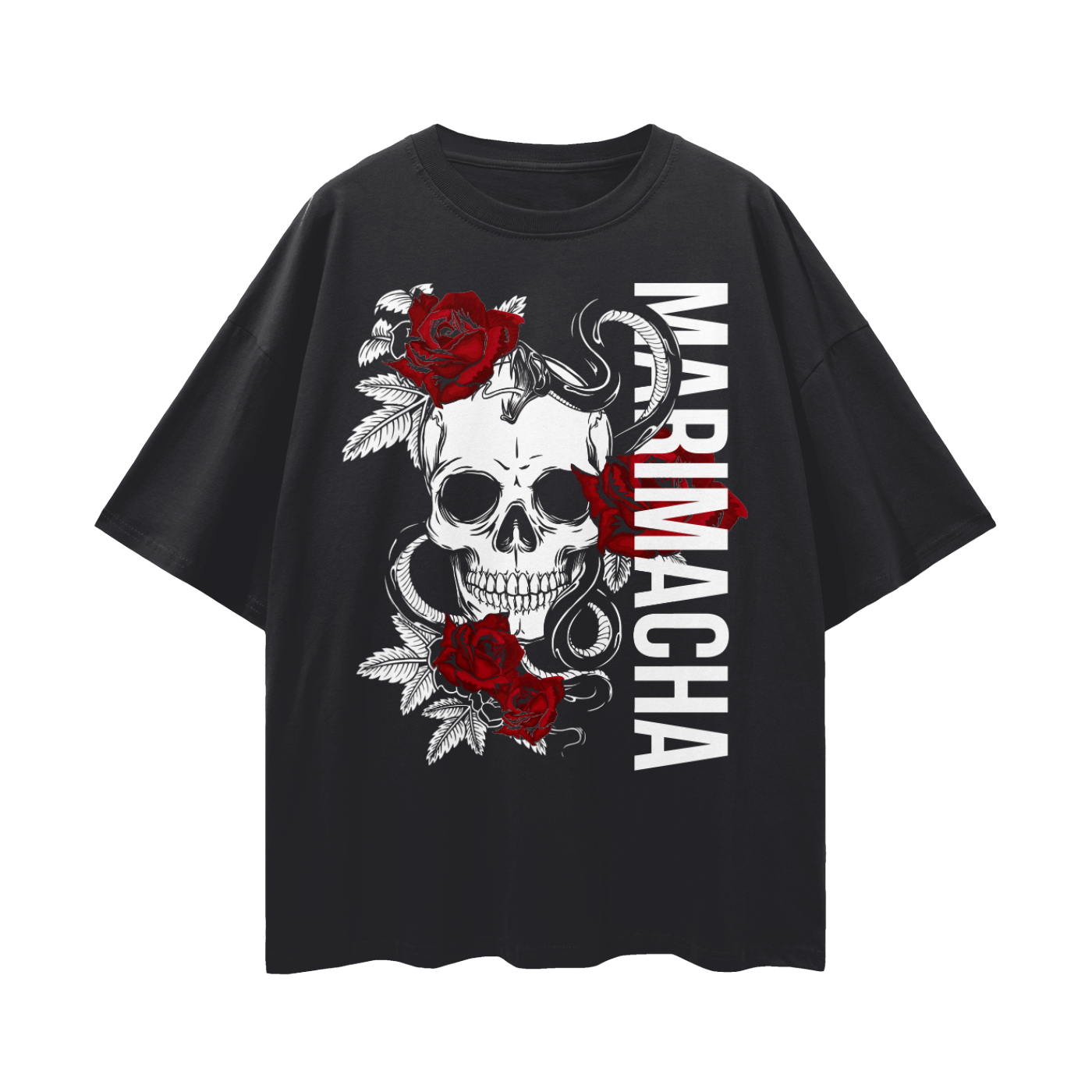 Marimacha Reclaimed Butch Lesbian Pride on front of Black Oversize Tee Oversize Deep Drop Shoulder Tee - 190 GSM