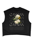 Gaysian Pride Vintage Flower Design on back of Black French Terry Boxy Tank Top French Terry Boxy Tank Top