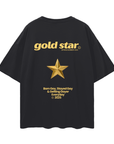 Gold Star Born Gay, Stayed Gay & Getting Gayer Everyday Black Oversize Deep Drop Shoulder Tee - 190 GSM