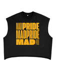 Mad Pride Disability Pride Orange and Black French Terry Boxy Tank Top