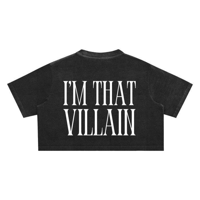 I'm That Villain Queer & Trans Pride on Back of Snow Washed Crop Top Snow Washed Crop Top