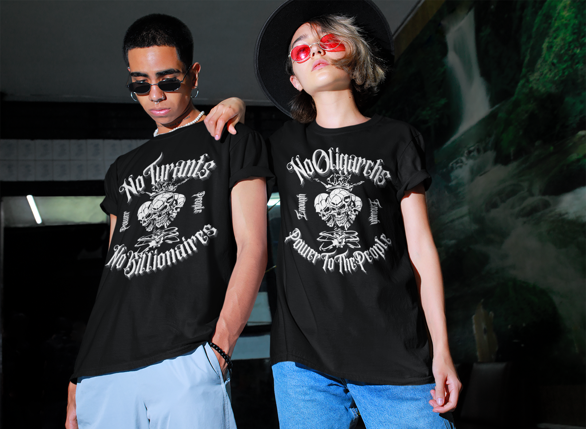 No Oligarchs Gothic Protest Tee Power to the People Black Relaxed Fit T-Shirt Relaxed Fit T-Shirt