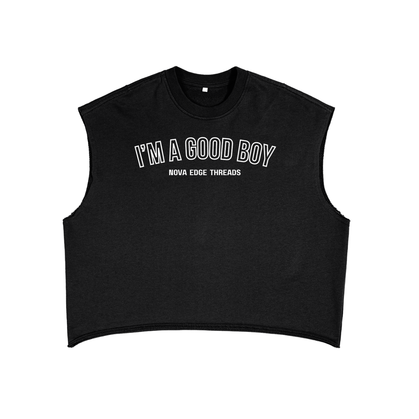 I'm a Good Boy Gay Pride on front of Black French Terry Boxy Tank Top French Terry Boxy Tank Top