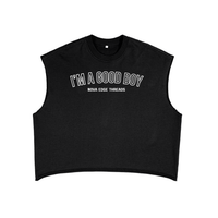 I'm a Good Boy Gay Pride on front of Black French Terry Boxy Tank Top French Terry Boxy Tank Top