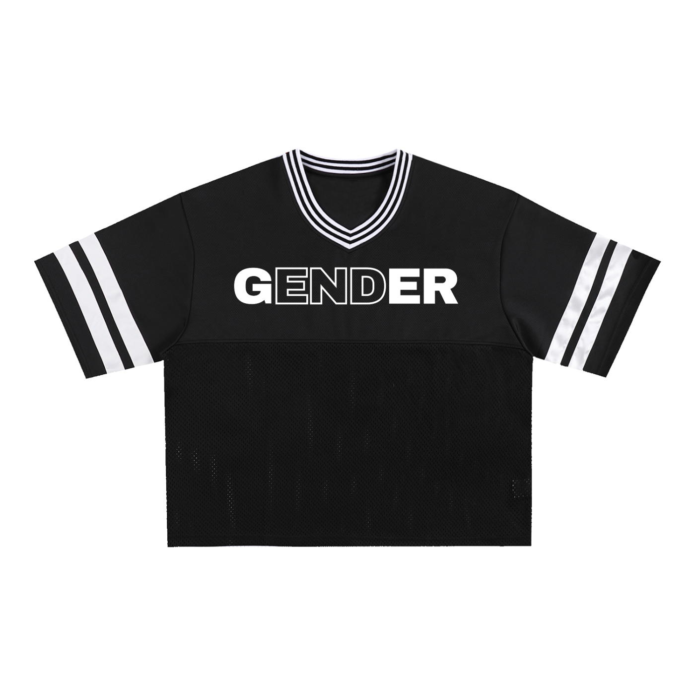 End Gender TGNC Pride Black Taped Mesh Boxy T-Shirt