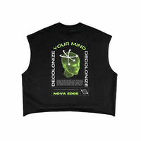 Decolonize Your Mind Protest Black Tank back Graphic French Terry Boxy Tank Top French Terry Boxy Tank Top