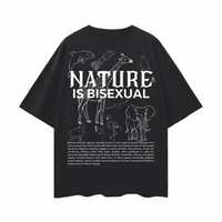 Nature is Bisexual Pride T-Shirt on Black Oversize Deep Drop Shoulder Tee Oversize Deep Drop Shoulder Tee - 190 GSM