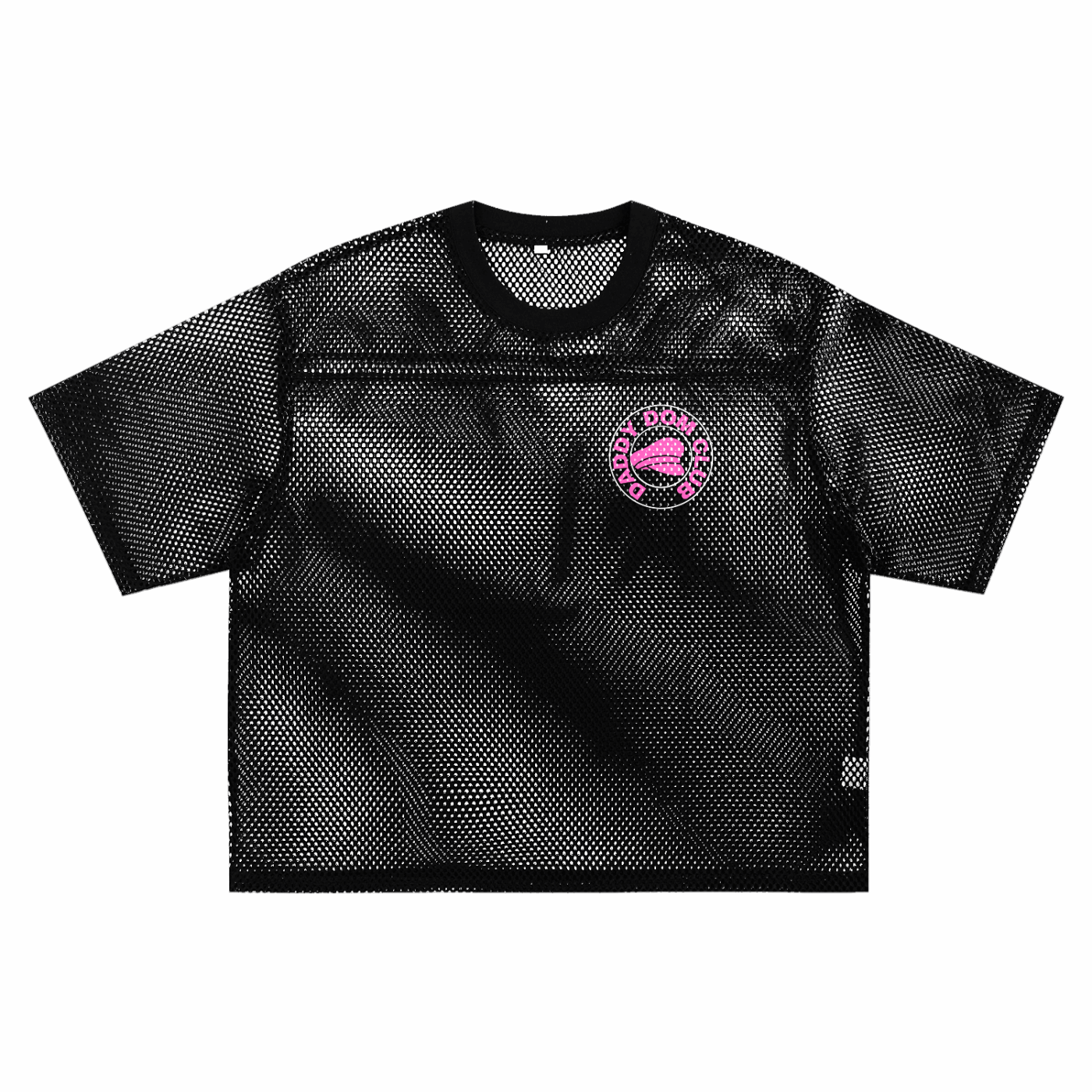 Daddy Dom Club Mesh Tee with Pink Leather Daddy Hat See-through Boxy Net T-shirt See-through Boxy Net T-Shirt
