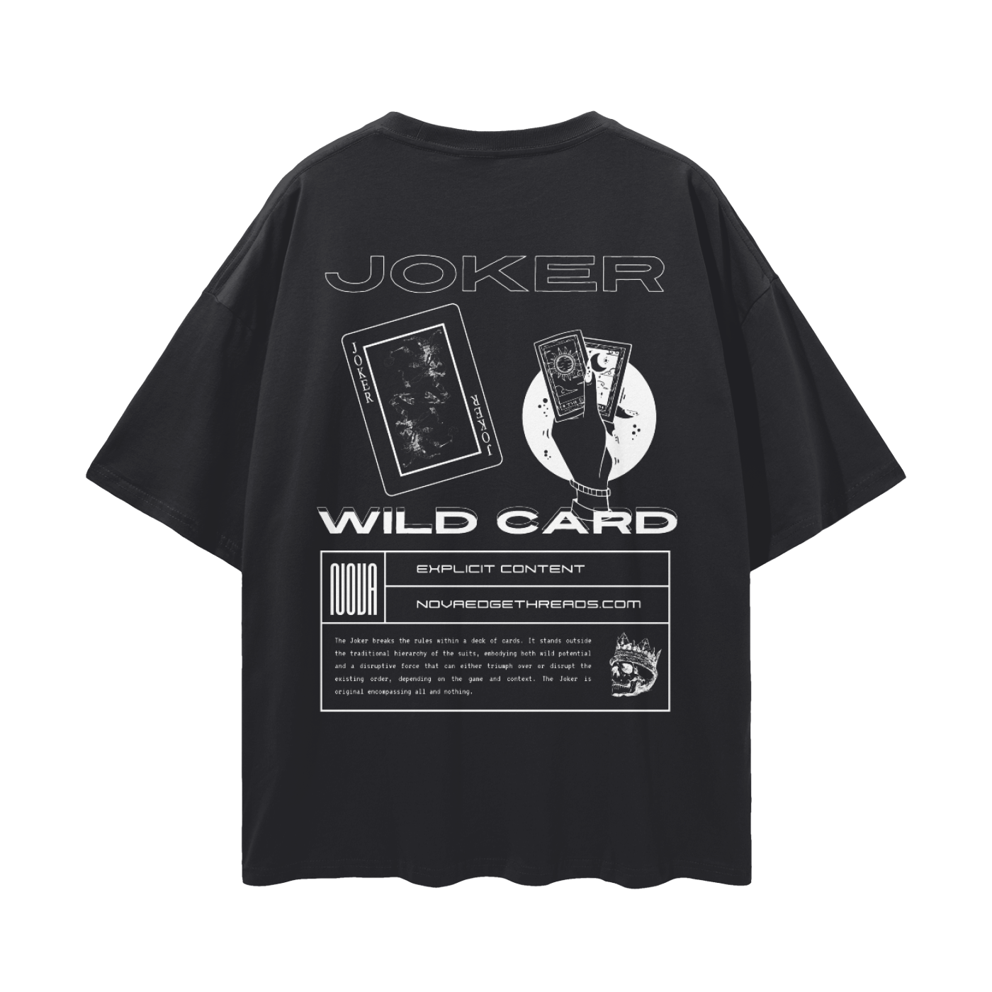 Joker Streetwear T-Shirt Wild Card Outsider Series Black Oversize Tee Oversize Deep Drop Shoulder Tee - 190 GSM