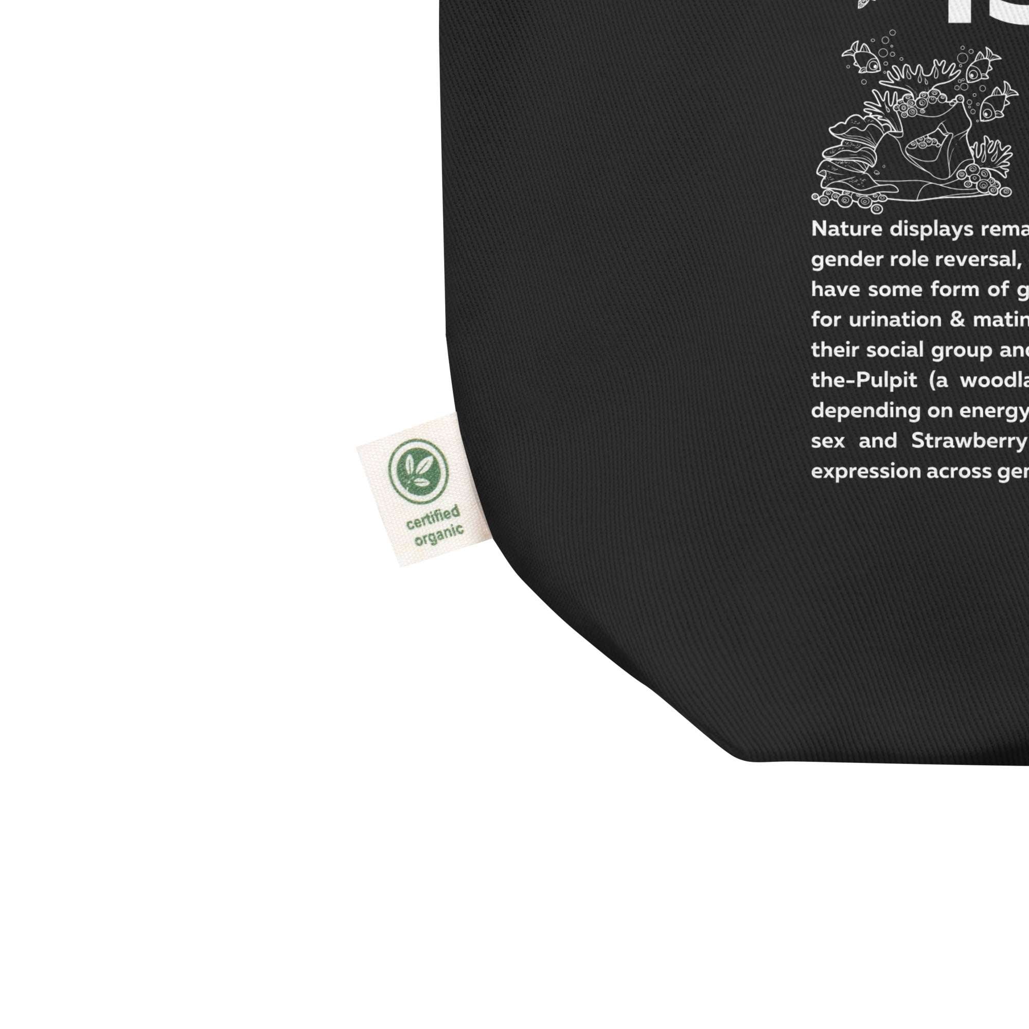 Nature is Trans Graphic Sketch Design on Black Eco Tote Bag Eco Tote