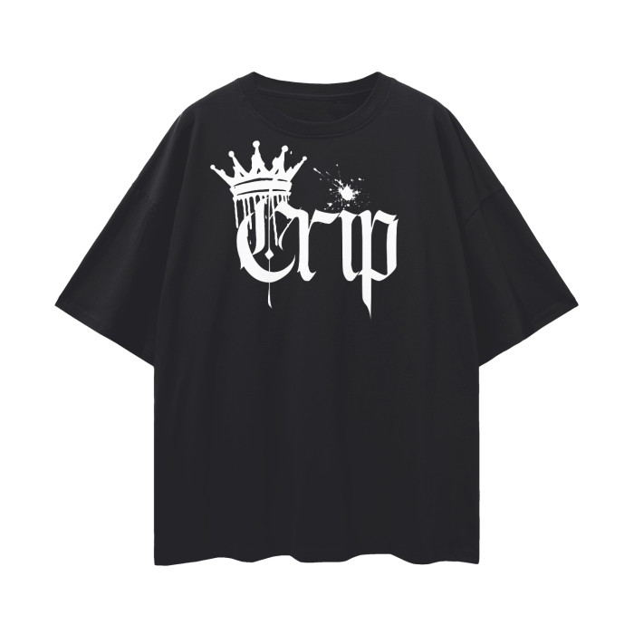 Crip Spray Paint Graphic Tee Disability Pride on Black Oversize Deep Drop Shoulder Tee - 190 GSM