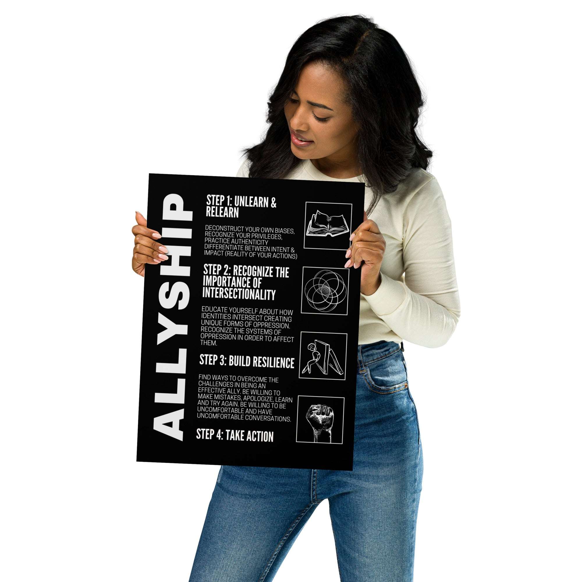 Steps to being an Ally Poster Enhanced Matte Paper Allyship Poster Matte Paper Poster